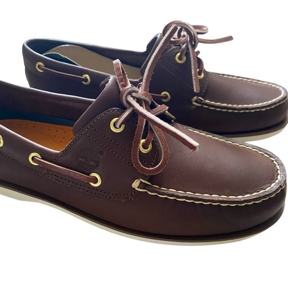 Timberland Brown Leather Boat Shoes with Moccasin Construction